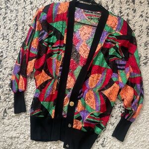 Colorful 80s Vintage Cardigan Size Small/Medium